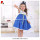 wholesale flower printed blue princess birthday dress